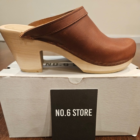 No. 6 Shoes - No.6  Old School High Heel Clogs Brown  Size 42